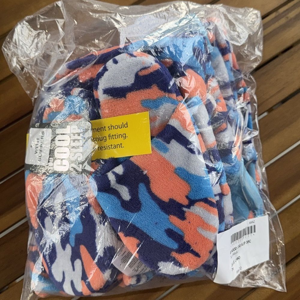 🔥3 pc Colorful Kids Pajama set  with Slippers Sz 5/6 New